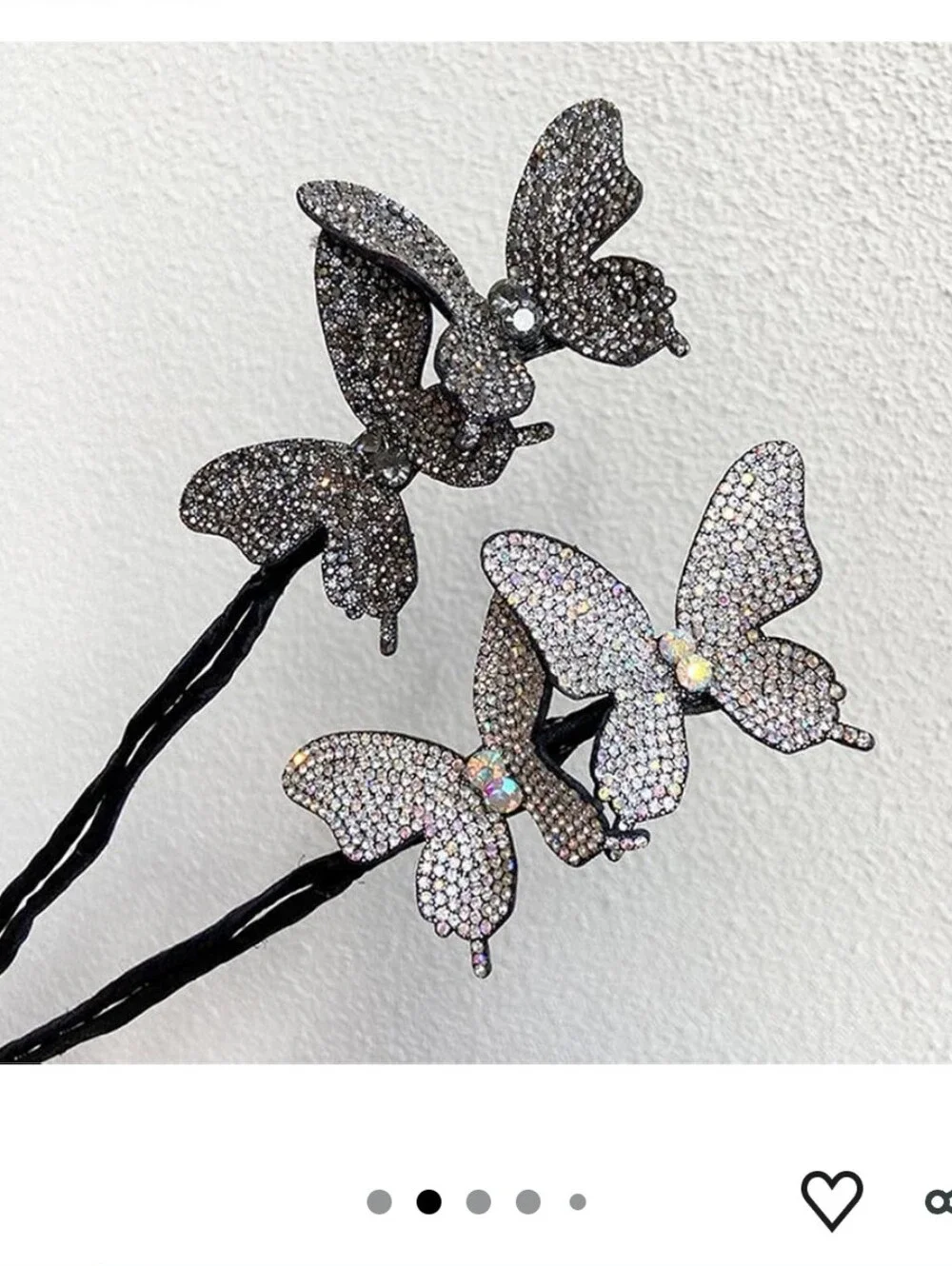 2Pcs Rhinestone Butterfly Hair Bun maker